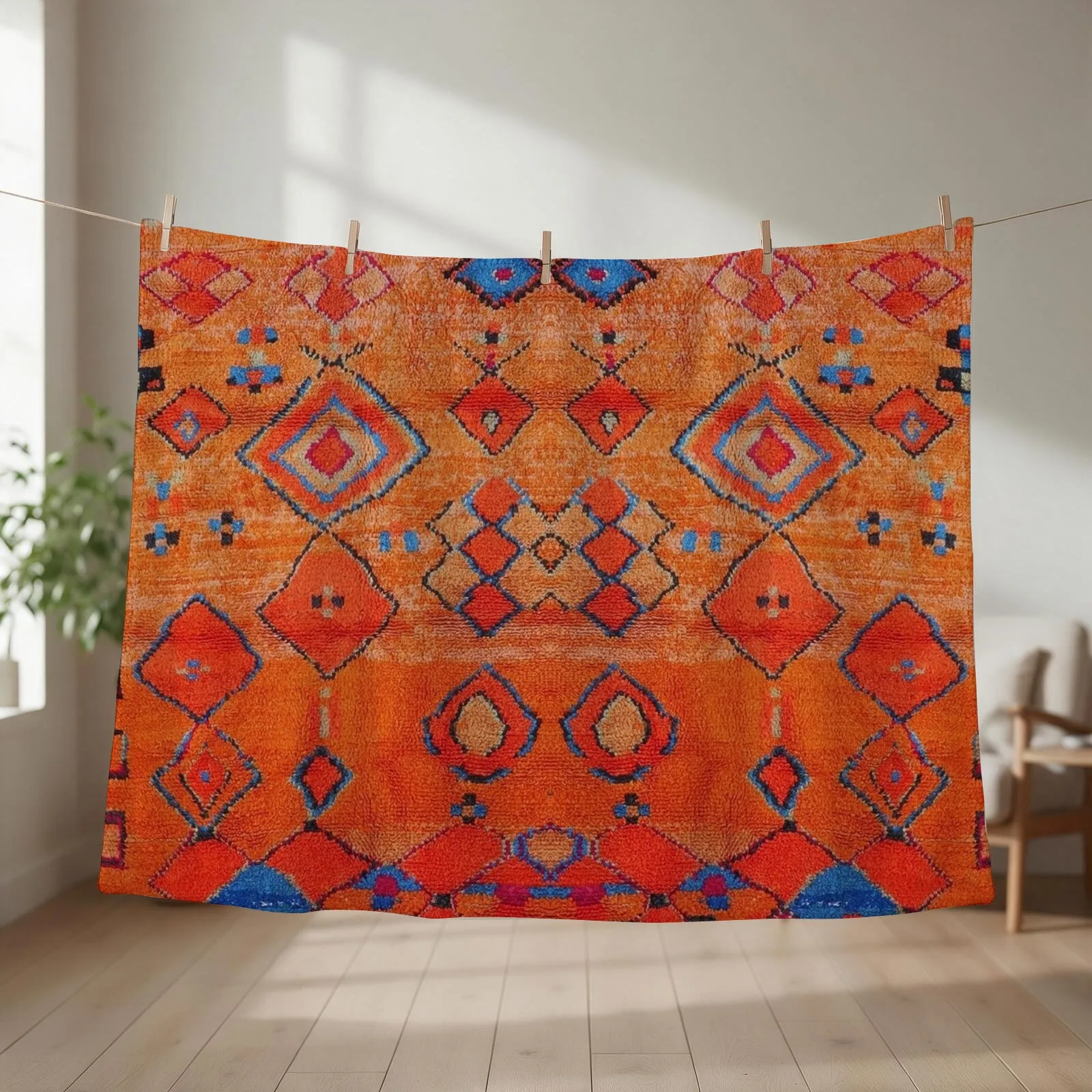 Heritage Moroccan Berber Artwork Design Throw Blanket couch cozy soft plush fuzzy picnic outdoor blanket