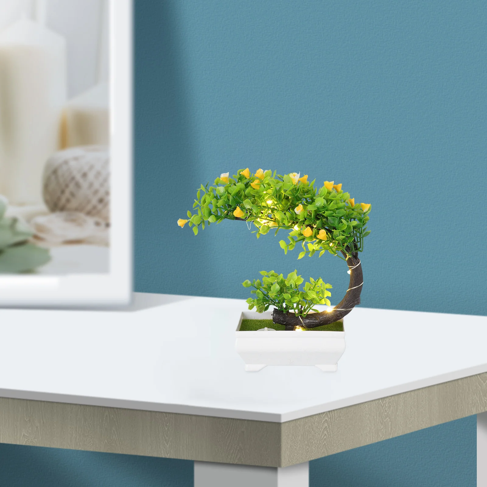 

Moon Shape Bonsai LED Light Luminous Artificial Potted Plant Simulation Desktop Ornament Plant Decor Office Home