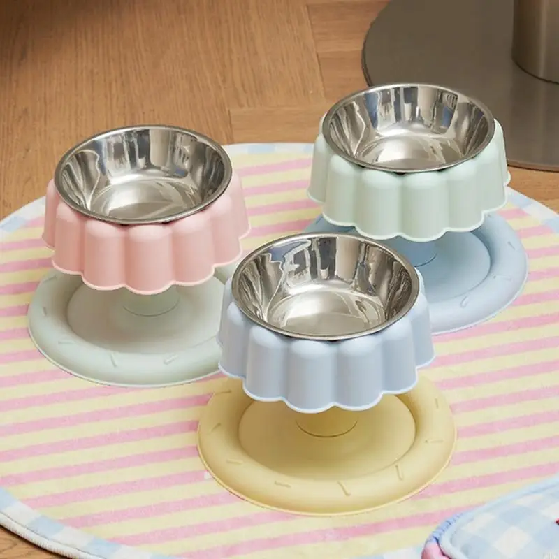 Elevated Pet Bowl Stainless Steel Inner Antislip Base Detachable Feature for Secure and Comfortable Cats Dining