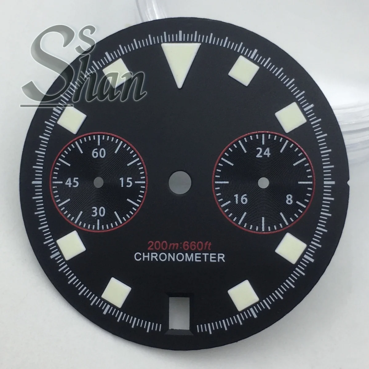 30mm black white blue dial with C3 luminescence is suitable for the VK64 quartz movement date is displayed at 6 o 'clock positio