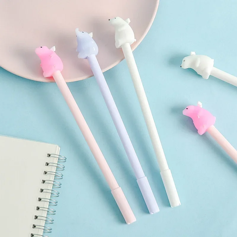 36PCS Cartoon Polar Bear Gel Pen Lovely Modeling Pen Student Creative Stationery Kawaii School Supplies Gel Pens