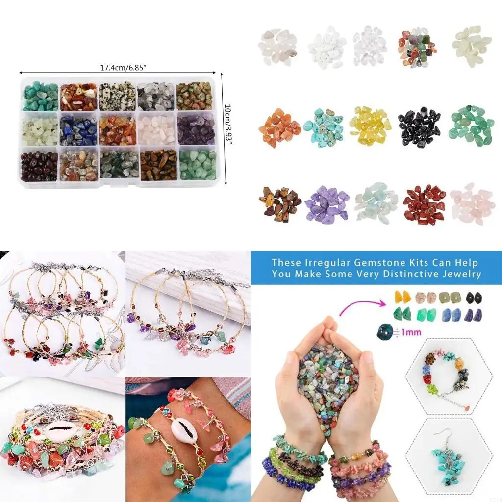 

1 Set Natural Irregular Gemstones Beads with Jump Rings Ear Hooks Scissors