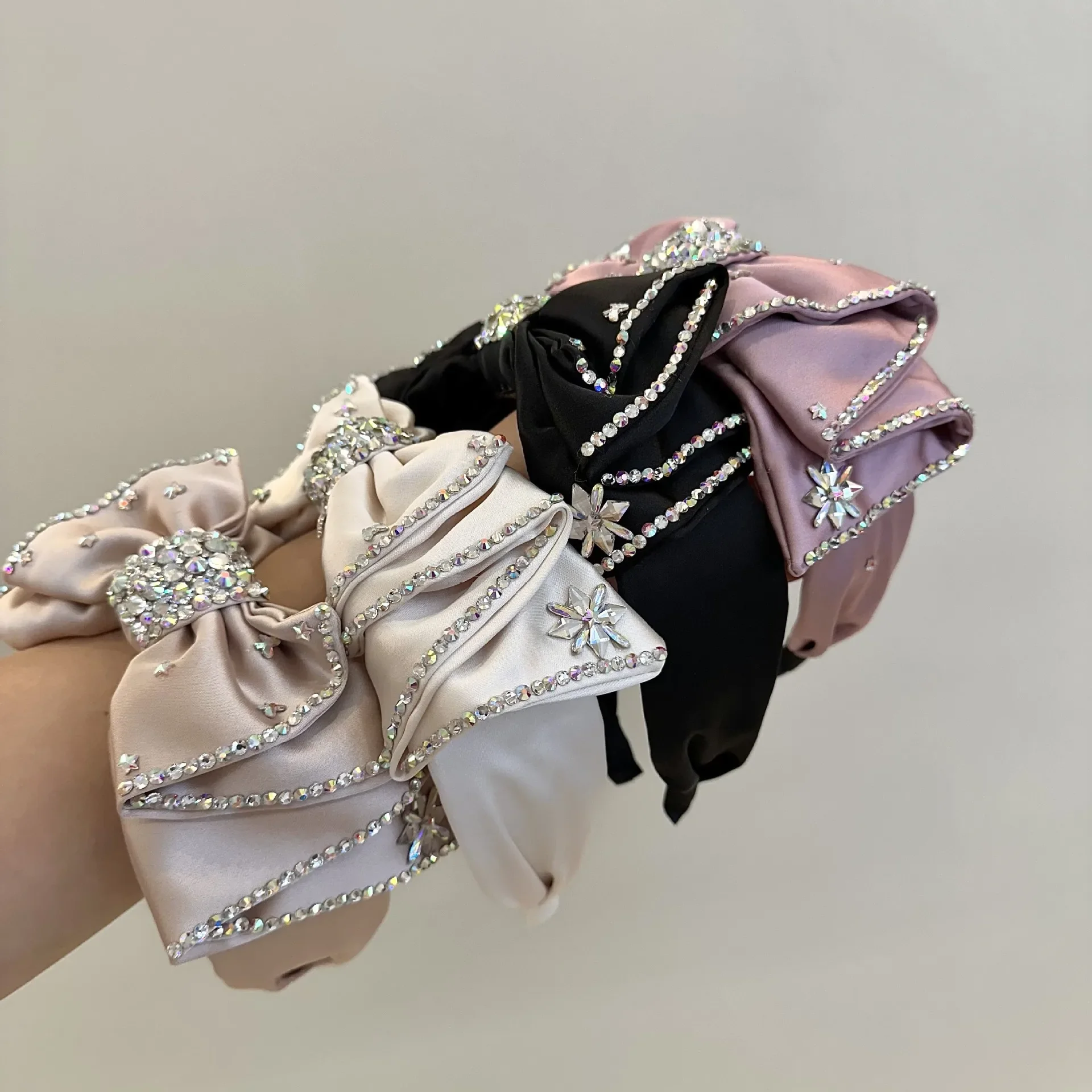Crystal Women Headband Wide Side Big Bowknot Hairband Classic Casual Turban Girls Headwear Hair Accessories image 6