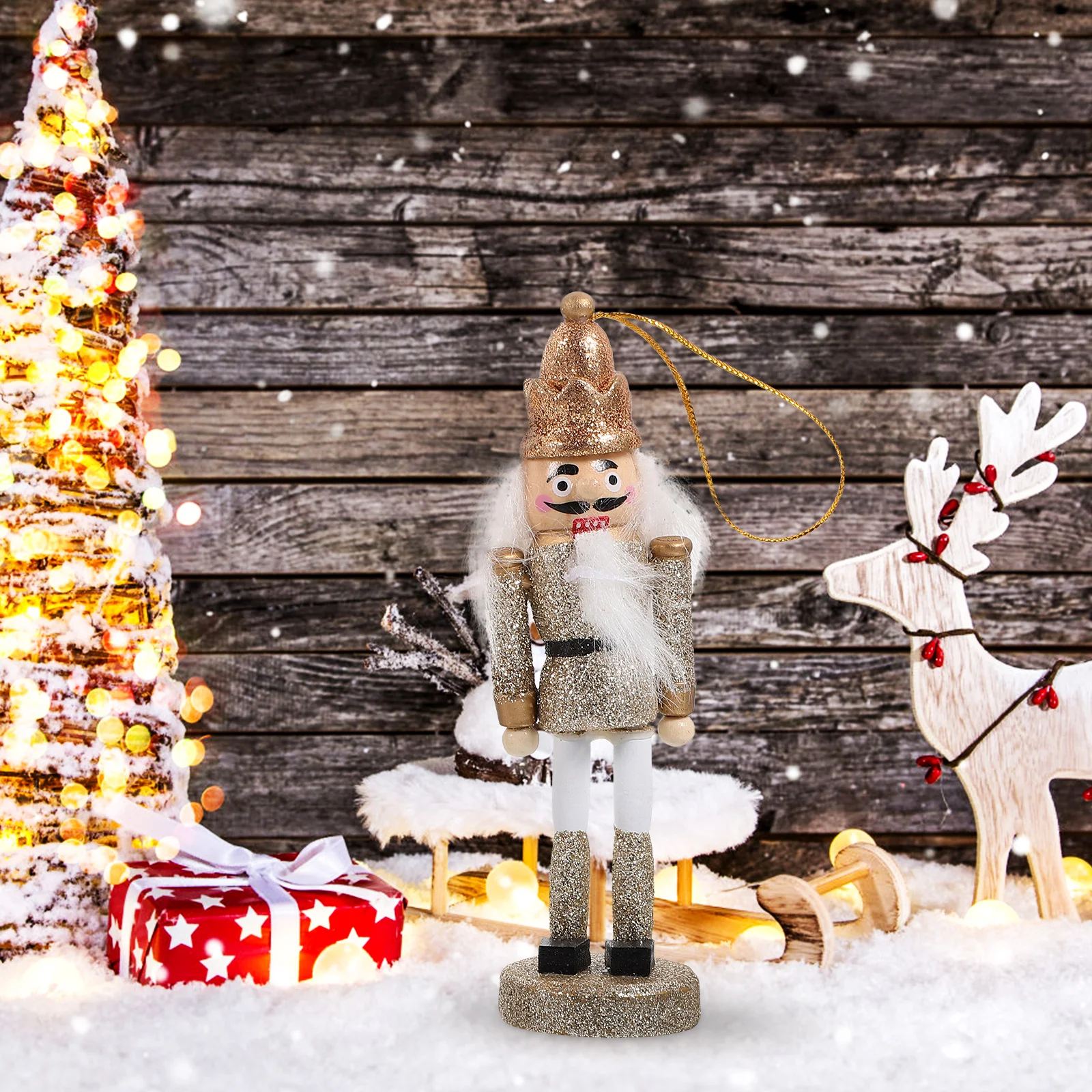 

6Pcs Wooden Nutcracker Hanging Ornament Xmas Decoration Colorful Puppet Figure Gift