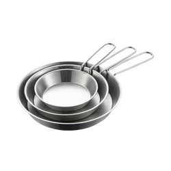 304 Stainless Steel Folding Skillets Portable Nonstick Frying Pans with Removable Handle Practical Kitchen Cookware