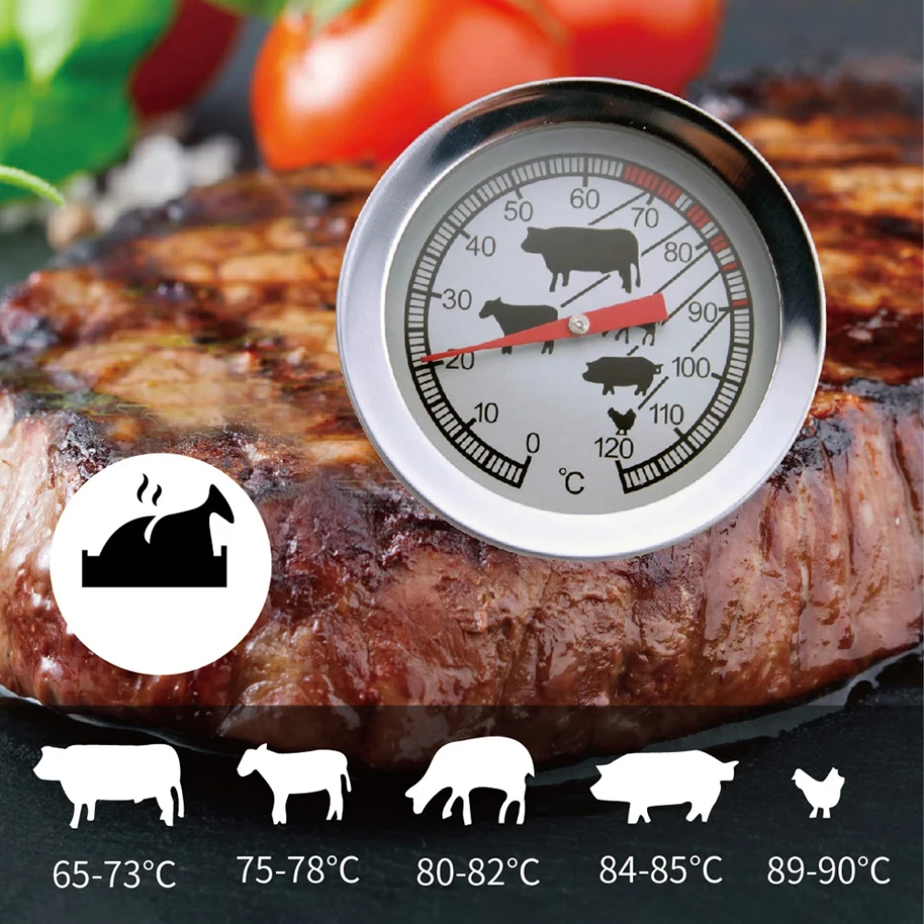 

Instant Read Meat Thermometer Stainless Steel Dial Thermometer 4 Inch Probe Food Thermometer Best for Turkey BBQ Grill