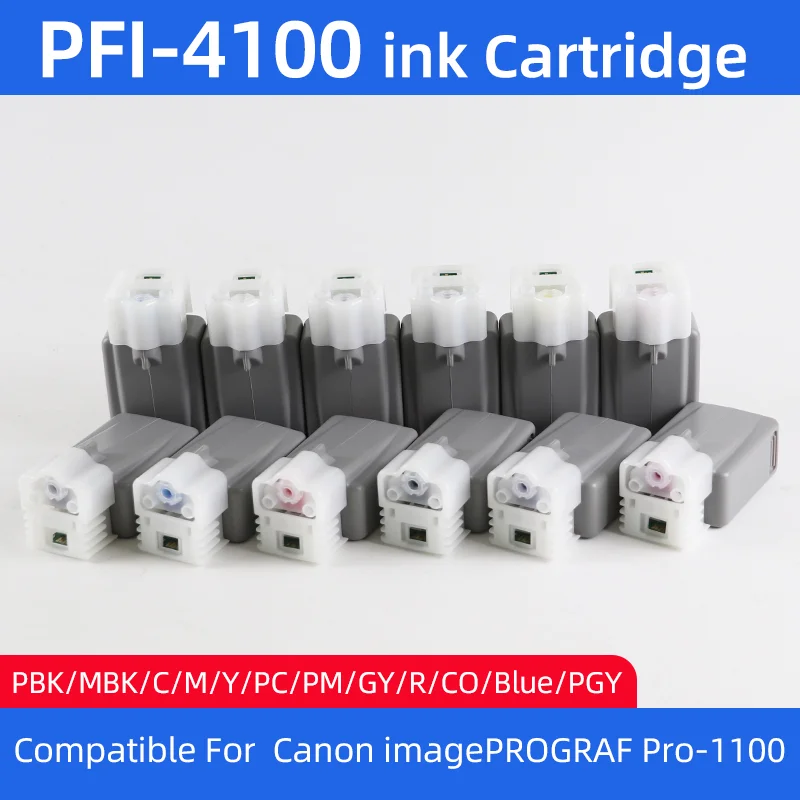 

Полноцветный картридж PFI-4100 (PFI4100) с пигментными чернилами, совместимый с принтером Canon imagePROGRAF Pro-1100 (Pro1100), 12 цветов
