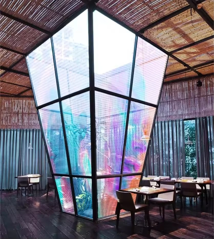 Installazione semplice display per finestre Super HD per interni ecran display trasparente pellicola led trasparente