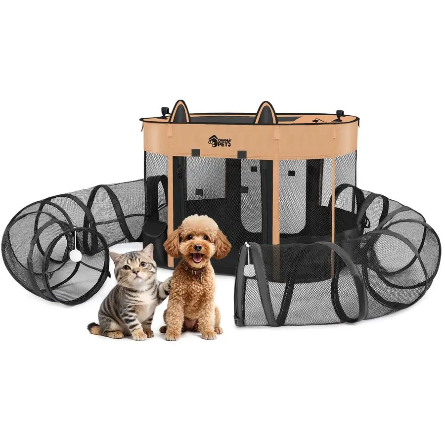 

Портативный манеж для кошек со съемным туннелем, складная ручка для игр для щенков, домашняя и уличная палатка для кошек для кошек, собак и см