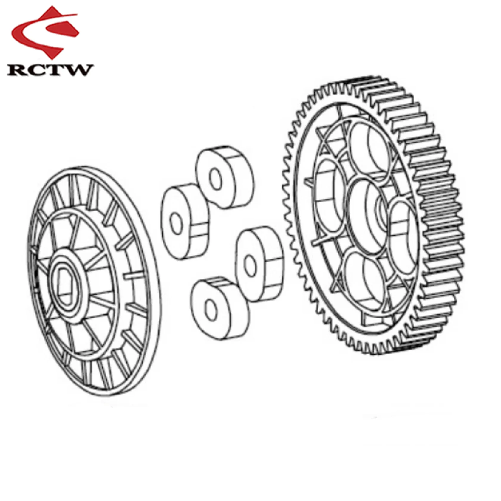 Engrenage droit en plastique, 57 dents ou douille d'amortisseur en caoutchouc pour 1/5 Hpi Baja 5b 5t 5sc Rofun Rovan Kingmotor camion Rc pièces de voiture