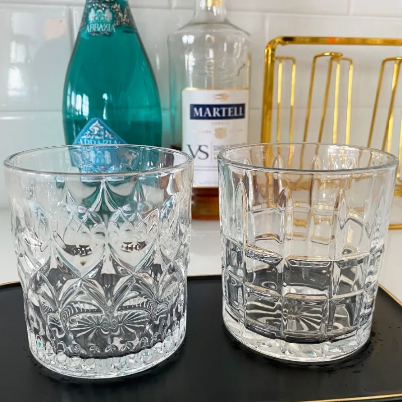 210ml/330ml Crystal Glass Wine Cup, Household Beer Glass, Transparent Relief Glass Water Glass, Wine Ware, Whiskey Glass Cup