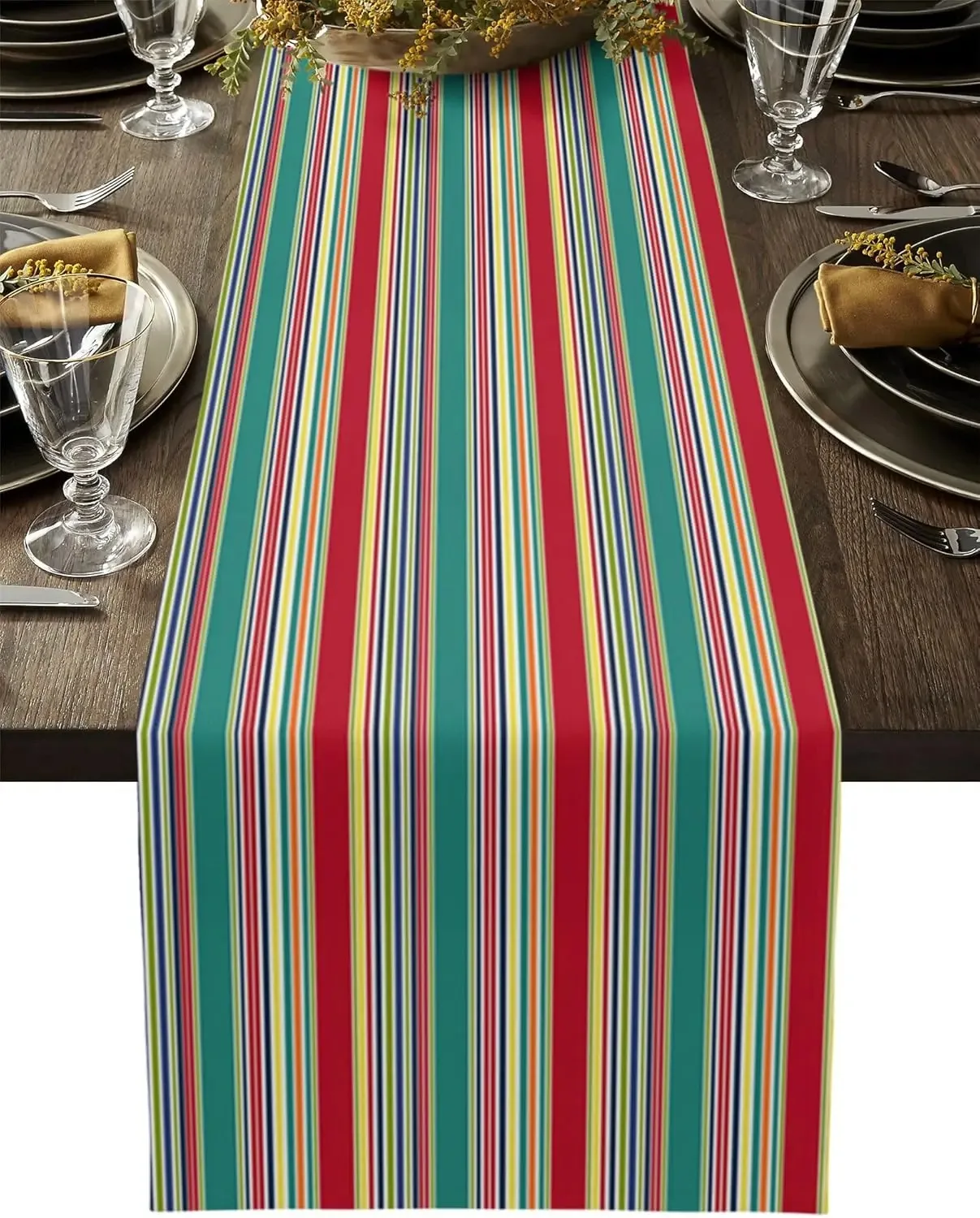 1pc Mexico Colorful Striped  Table Runner Dresser Scarf Table Decor Reusable Kitchen Dinning Table Runner Day of The Dead Decor