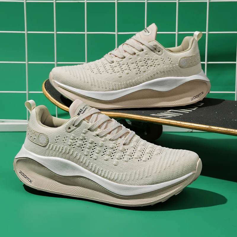 

Men Sports Shoes Ultra Light Thick Sole Lace Up Running Shoes Comfort Breathable 2025 Shock-Absorbing Outdoor Fitness Sneakers