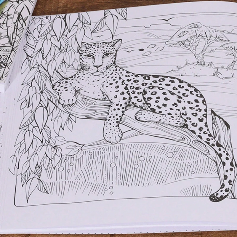 1pcs Creative Coloring Book; Adult Coloring Book; African Journey Coloring Book; Birthday Gift; Festival Gift.