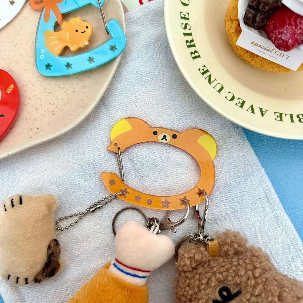 Cute Acrylic Carabiner Keychain Cartoon Shape Multifunctional Backpack Pendant Keyring Hook Gift