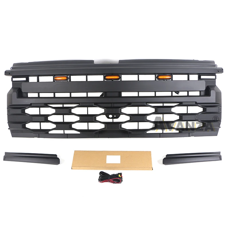 Front Grill W/Light Fits For Chevrolet Silverado 2023-2024 Modification Racing grill