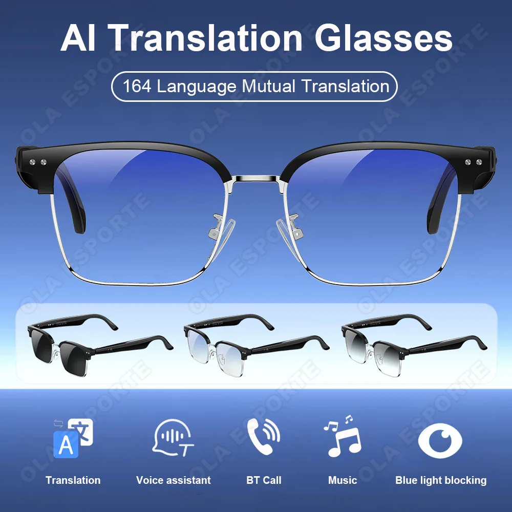 

Fashion Smart Glasses Bluetooth call Voice Assistant Music Playback AI Intelligent Translation Glasses 170mAh Long Battery Life