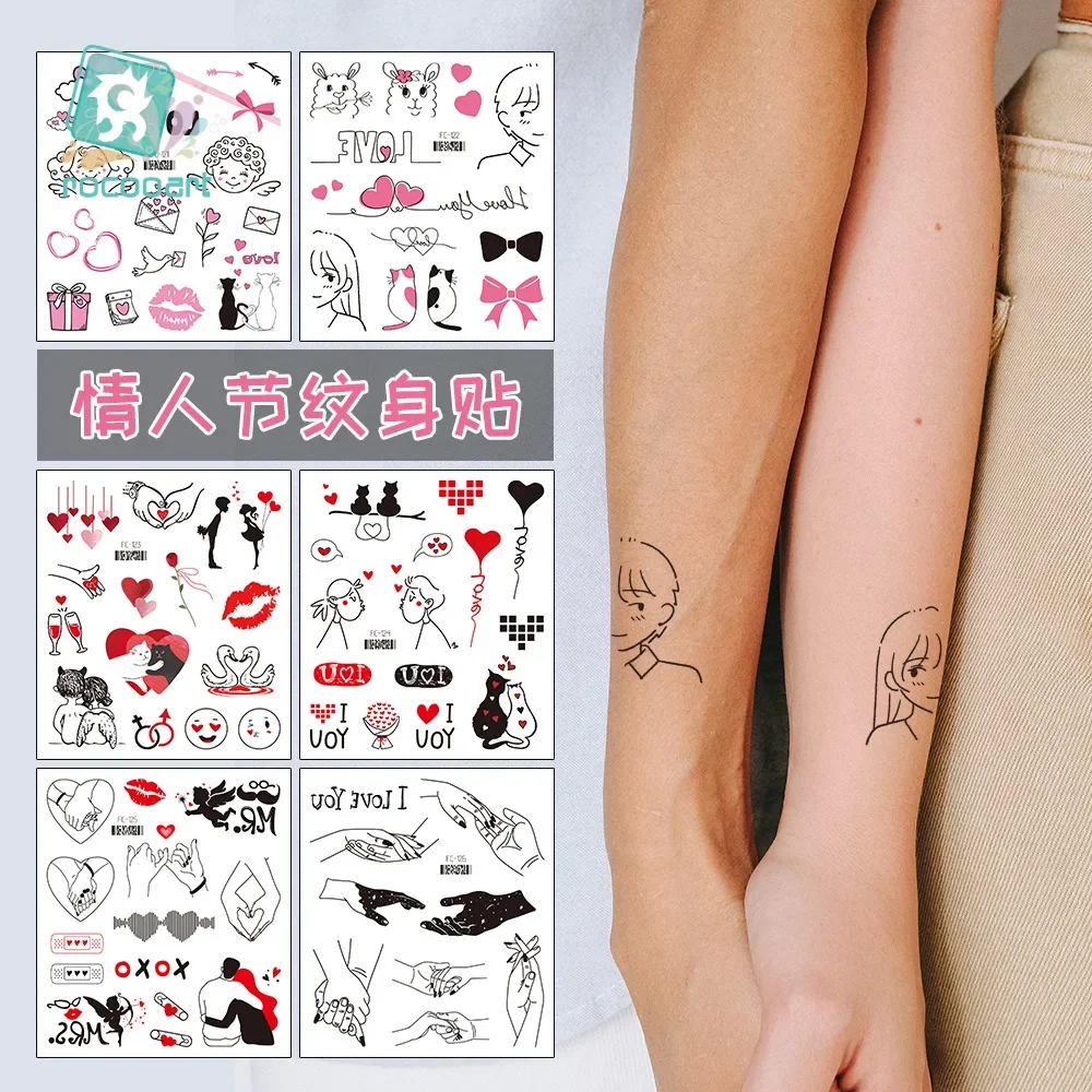 Valentine's Day Tattoo Sticker Couple Love Temporary Tattoos Water Transfer Sticker size:105*120mm