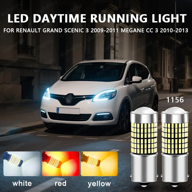 

2pcs Canbus For Renault Grand Scenic 3 2009-2011 Megane CC 3 2010-2013 LED Daytime Running Light DRL Bulb Lamp 1156