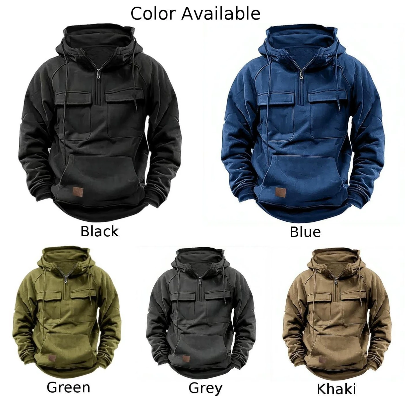 Classic Men\'s Hooded Sweatshirt Casual Loose Fit Sweater Pullover Solid Color Sportwear for Vacation Holiday Daily