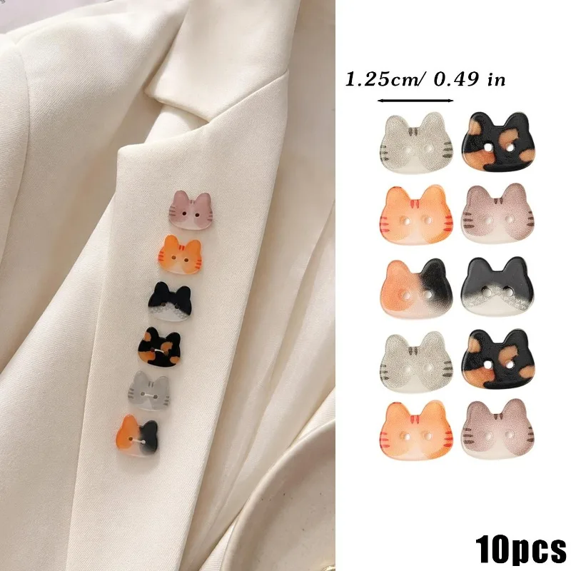 10/50Pcs Resin Cat Shape Buttons for Sewing Craft 2 Holes Cute Cat Face Silhouette Decorative Buttons for Jacket Bag Hat Sweater view 6