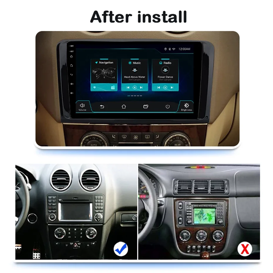 2 Din Android 10.0 Car Multimedia Player For Benz ML GL W164 ML350 ML500 GL320 X164 ML280 GL350 GL450 GPS Navigation Head Unit