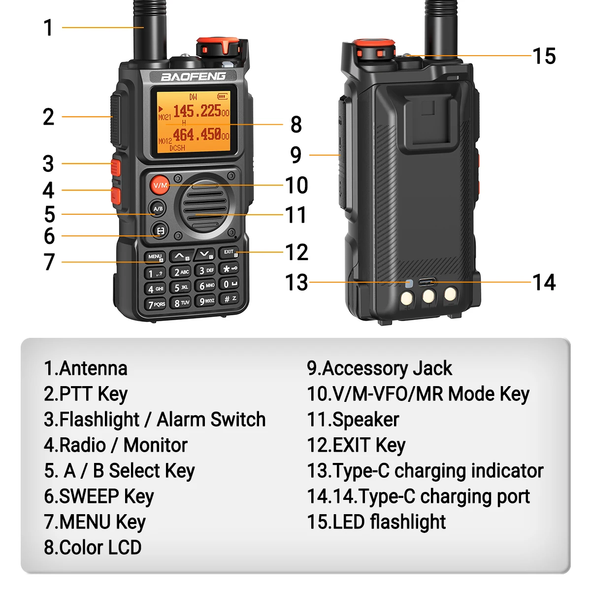 2 SZTUK Baofeng UV-K6 Walkie Talkie Multi Band Wireless Copy Frequency 999 CH NOAA DTMF High Power Type-c Long Range Two Way Radio