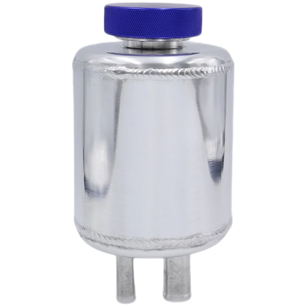 Aluminum Racing Style Power Steering Reservoir Tank Compatible with Multiple Car Models Black and Silver Finish