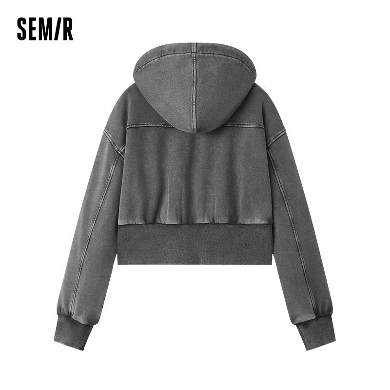 Semir Jacket Women Plum Blossom Short Jacket stylish embroidery 2024 New Autumn Loose-Fit Hooded Jacket