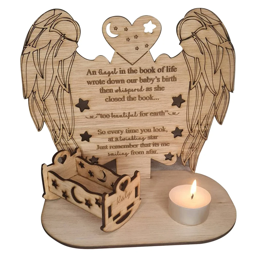 AB02 Christmas Remembrance Candle Ornament To Remember Loved Ones, Personalised Wooden Candle Holder Merry Xmas Memory