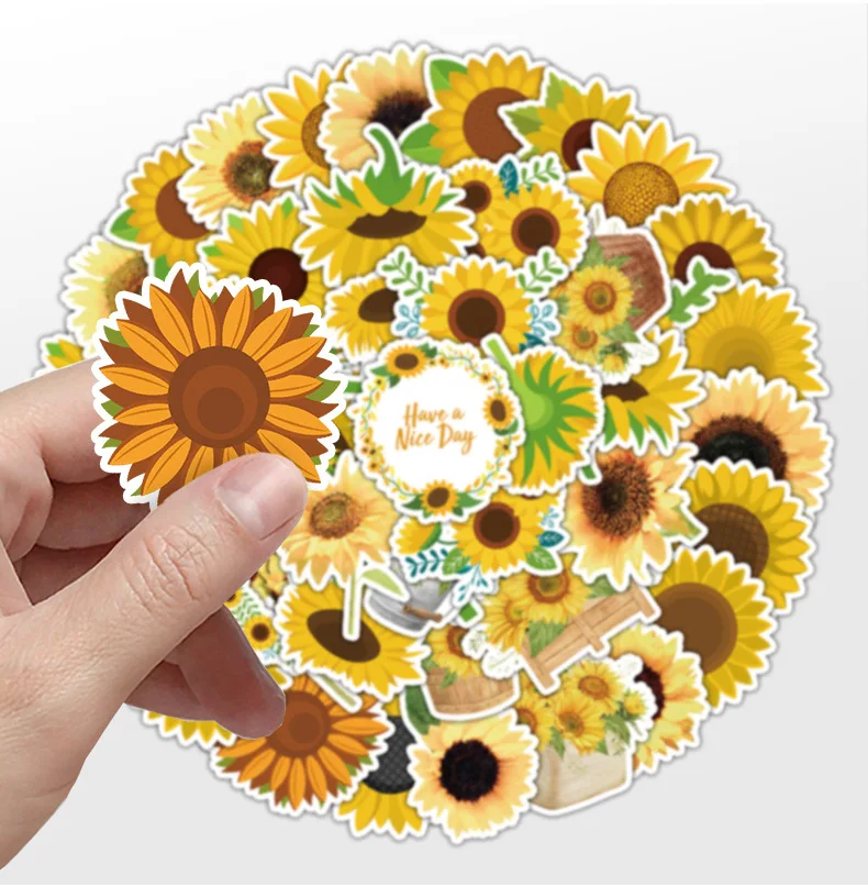 50Pcs Cartoon Sunflower Series Graffiti Stickers Suitable for Laptop Helmets Desktop Decoration DIY Stickers Toys Wholesale