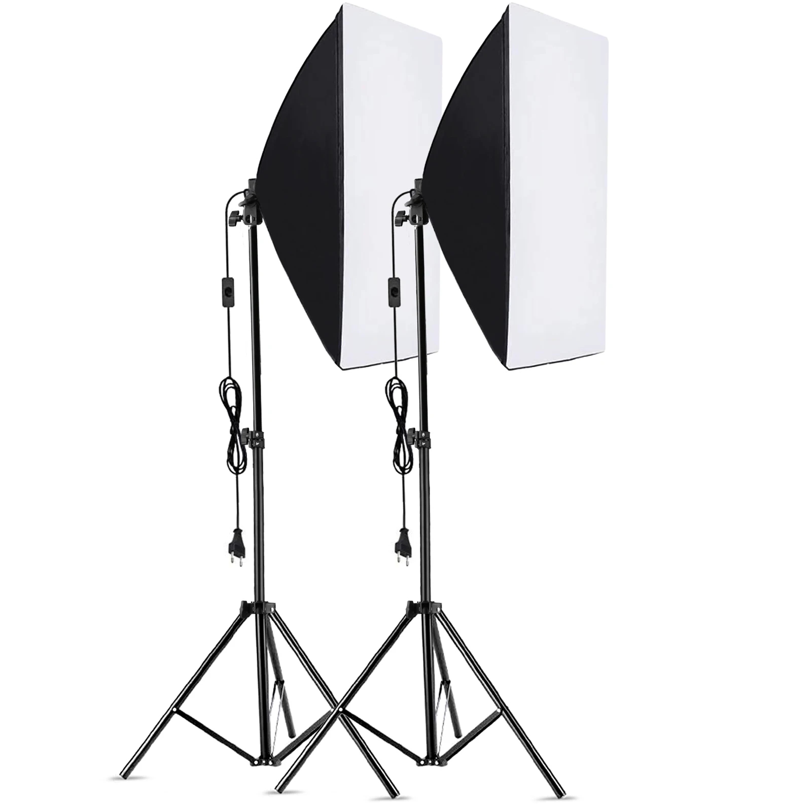 Andoer Studio Photography Softbox Kit with 50x70cm Softbox * 2 + 2M Metal Tripod Stand * 2 for Live Streaming Portrait Product