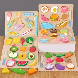 Simulation Fruits and Vegetables Kids Puzzle Game Child Wooden Education Toy