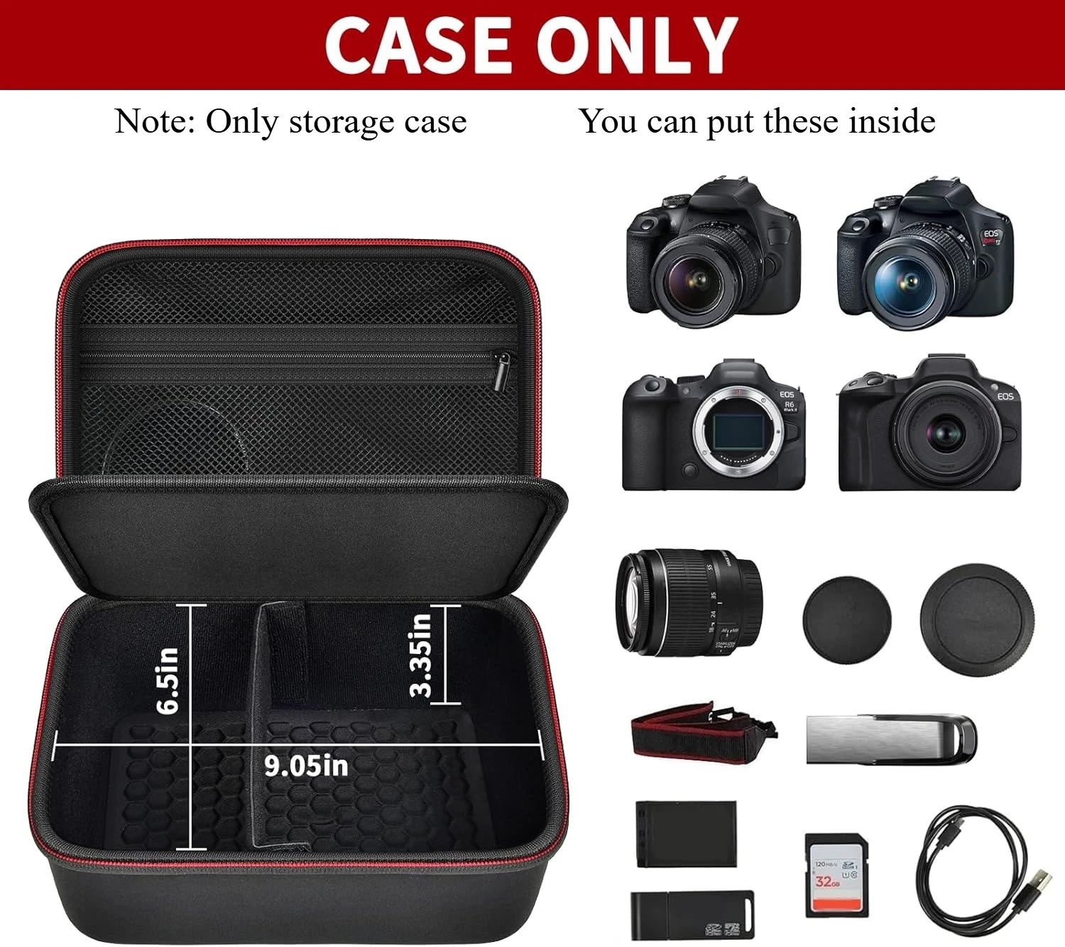 Compact Case Compatible for Canon EOS R100 R50 Mirrorless Camera, Travel Storage Cameras Crossbody Bag for Video Camera Digital,