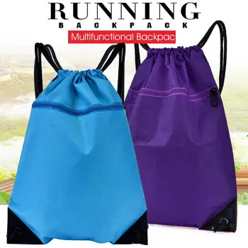 Sac à dos de sport unisexe pliable, résistant à l'eau, couleur Pure, sac à dos à cordon de serrage, sac de plage Portable de voyage