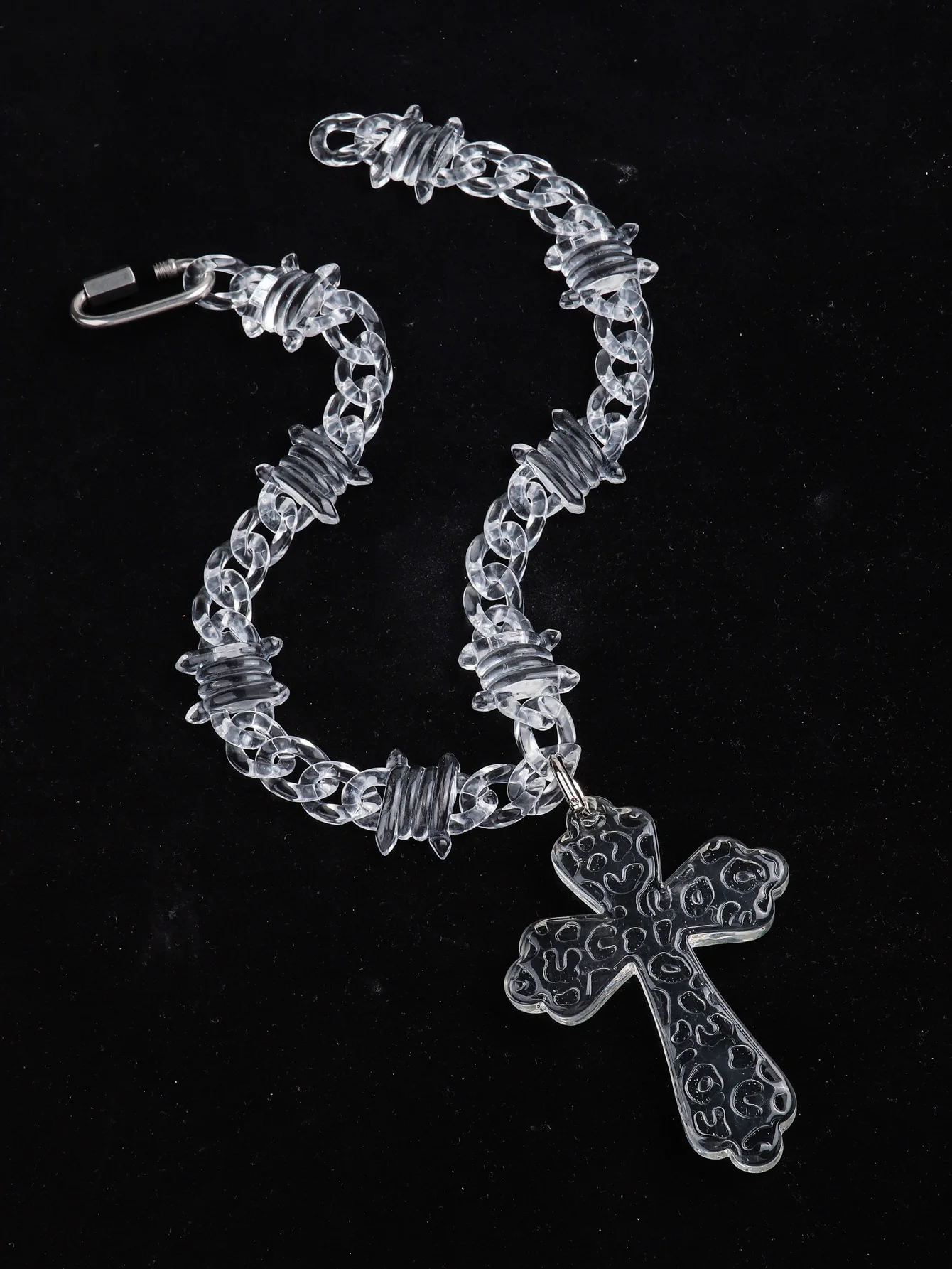 Clear Hip Hop Cross Pendant Necklace for Men
