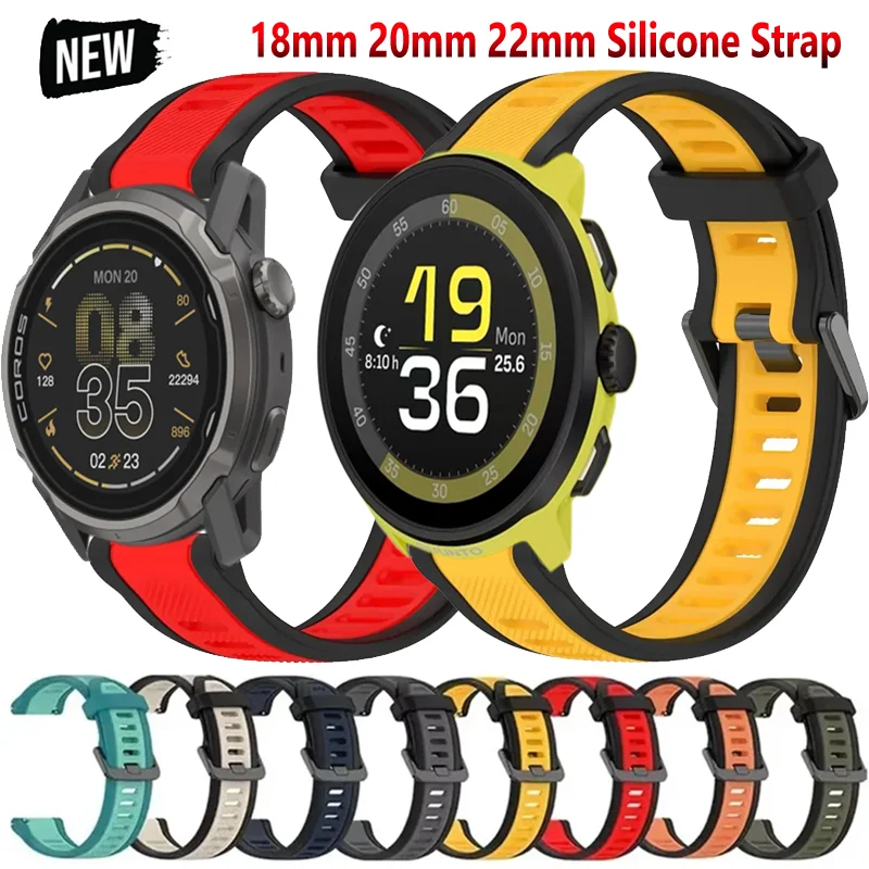 18mm 20mm 22mm Soft Silicone Strap For COROS APEX 4 42mm/PACE 4-3-2 Comfortable Bracelet For Suunto Vertical 2-1/CMF Watch 3 Pro