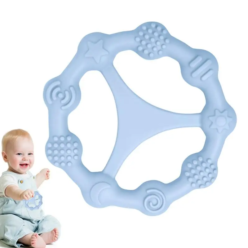 Babies Teether Multi-Textured Teether Wheel For Teething Relief Soft Food Grade Easy To Hold Hand Molar Teether Soothe Babies