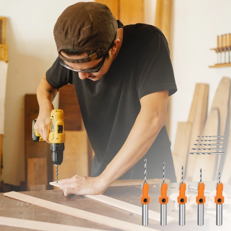 Countersink Drill Bit 5Pcs Countersink Drill Bit Set with 5 Different Sizes Dropship