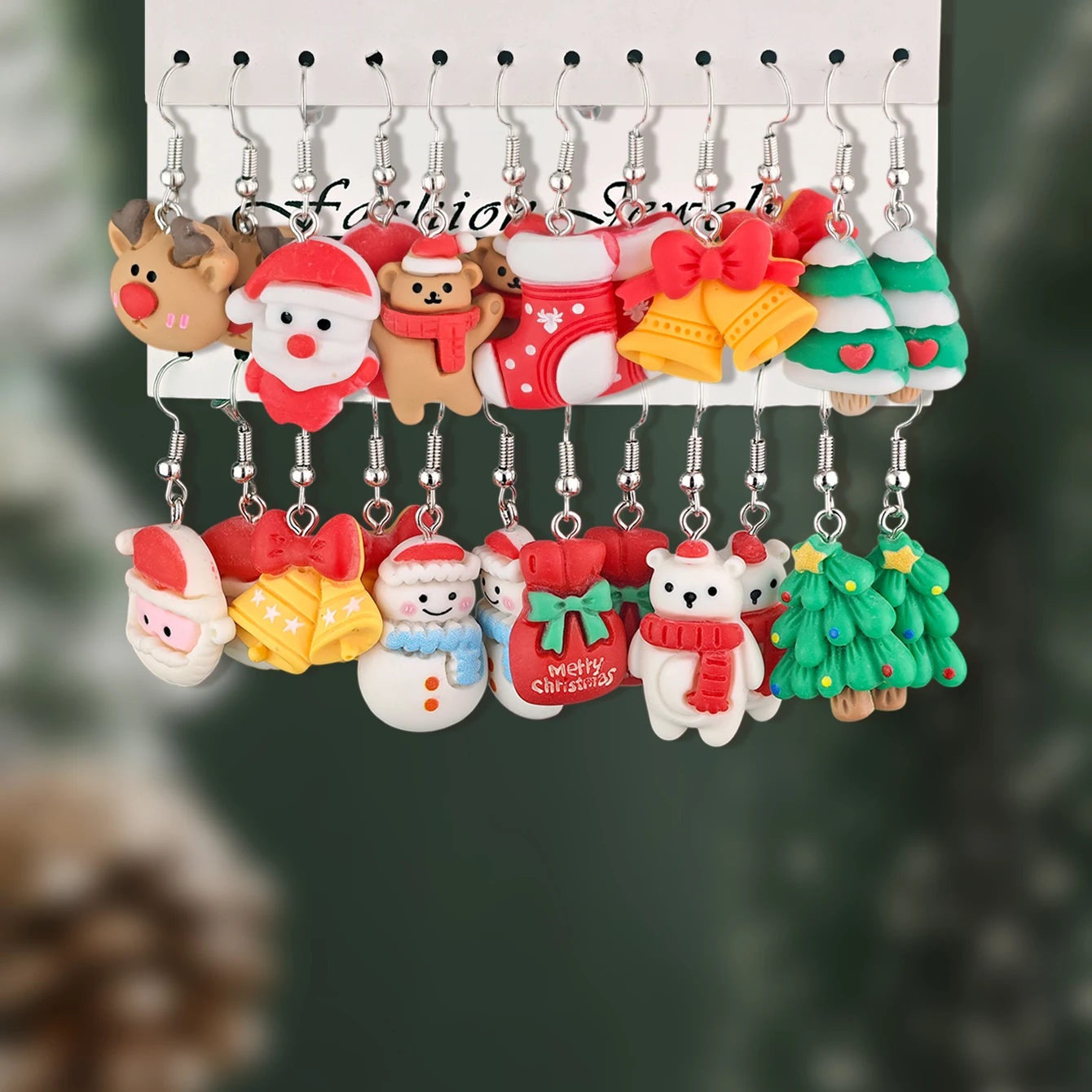 الإبداعية لطيف الكرتون سانتا كلوز شجرة عيد الميلاد الزنجبيل رجل الرنة أقراط السيدات اليومية هدية الكريسماس إعطاء مجموعة #2