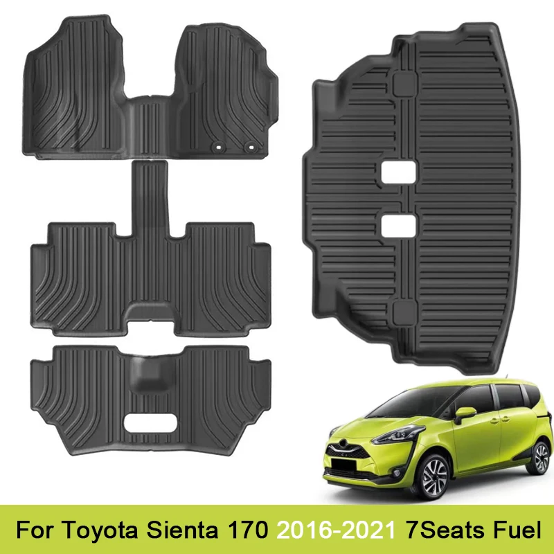 

Коврики для Toyota Sienta 170 Fuel 2016-2021, автомобильные коврики с RHD, коврики в багажник из ТПЭ, водонепроницаемые коврики для ног, грузовая подкладка