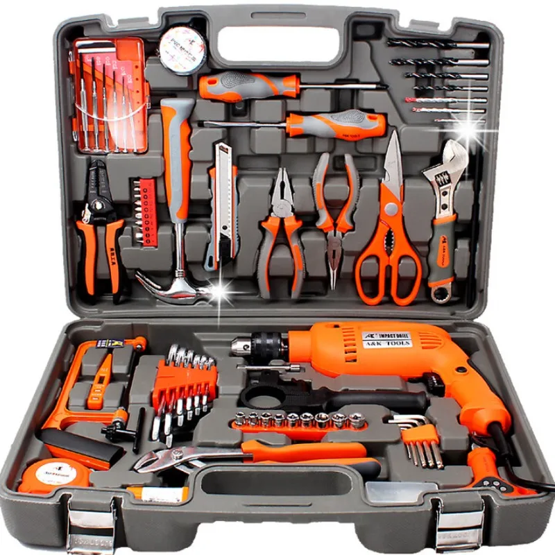 

Hardware toolbox set, maintenance electrician set, multi-functional household manual combination with electric drill