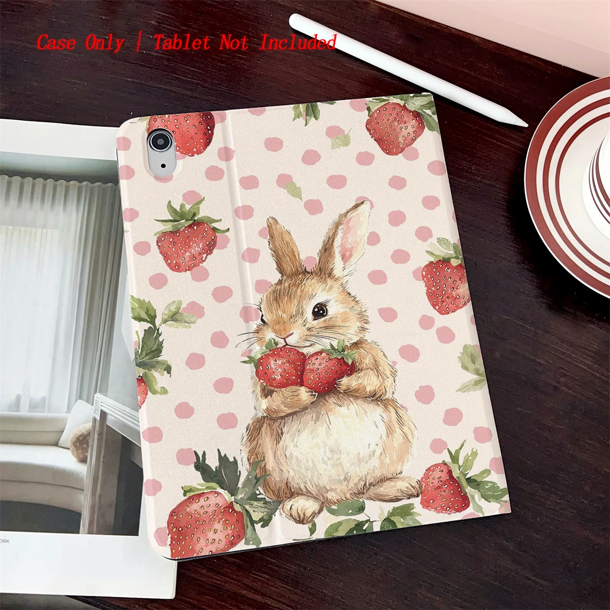 

8 Fresh Style Printed iPad Case, 360° Rotating Stand & Pen Slot,Book Style, Auto Sleep/Wake, Compatible with Various Apple iPads