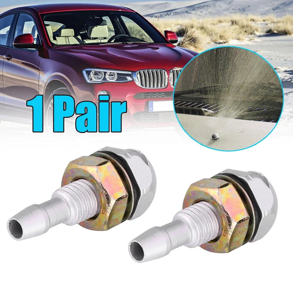 2× Silver Universal Car Auto Aluminum Front Window Windshield Sprayer Washer Nozzle Jet Vehicle Accessories