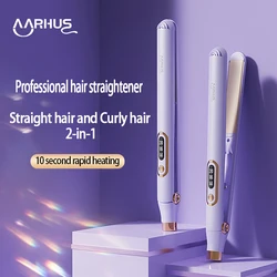 Professional Hair Straightener, Curling Iron And Straightener 2 in 1, 10 Seconds Fast Heat Safe Hair Styling Appliances