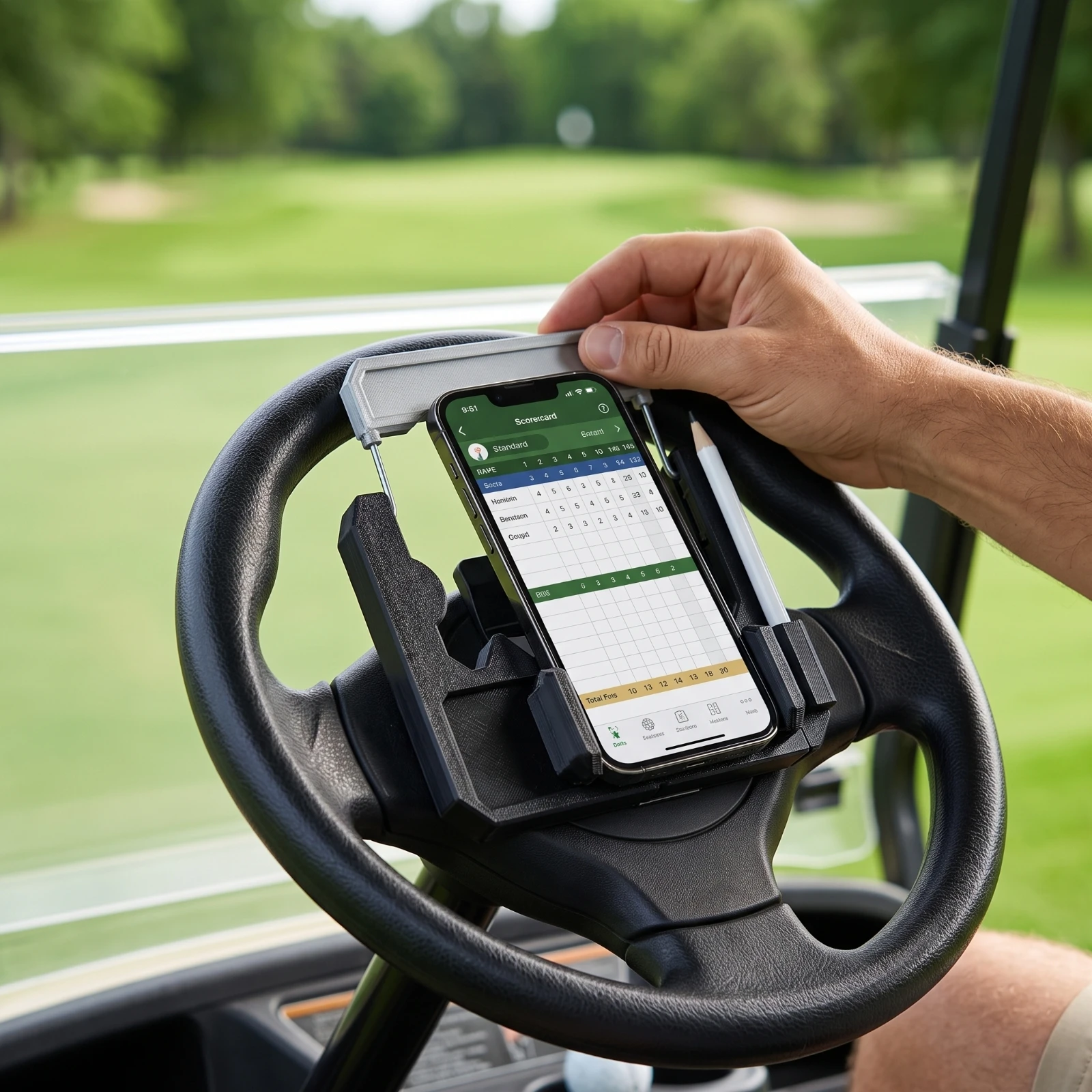 Golf Cart Steering Wheel Phone Holder Sturdy Golf Cart Steering Wheel Cell Phone Mount Strong High Quality for Golfers