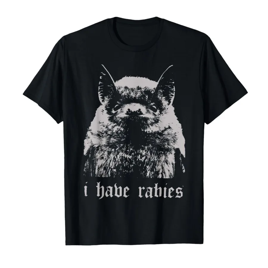 Camiseta Vintage I Have Rabies Bat con citas divertidas de Meme para hombres y mujeres, camisetas 100% de algodón, camisetas de manga corta 1205-2