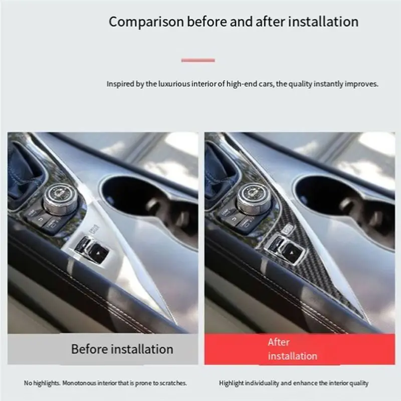 For Infiniti Q50 Q60 2014-2020 Car Interior Center Console Panel Real Carbon Fiber Replacement-M53K