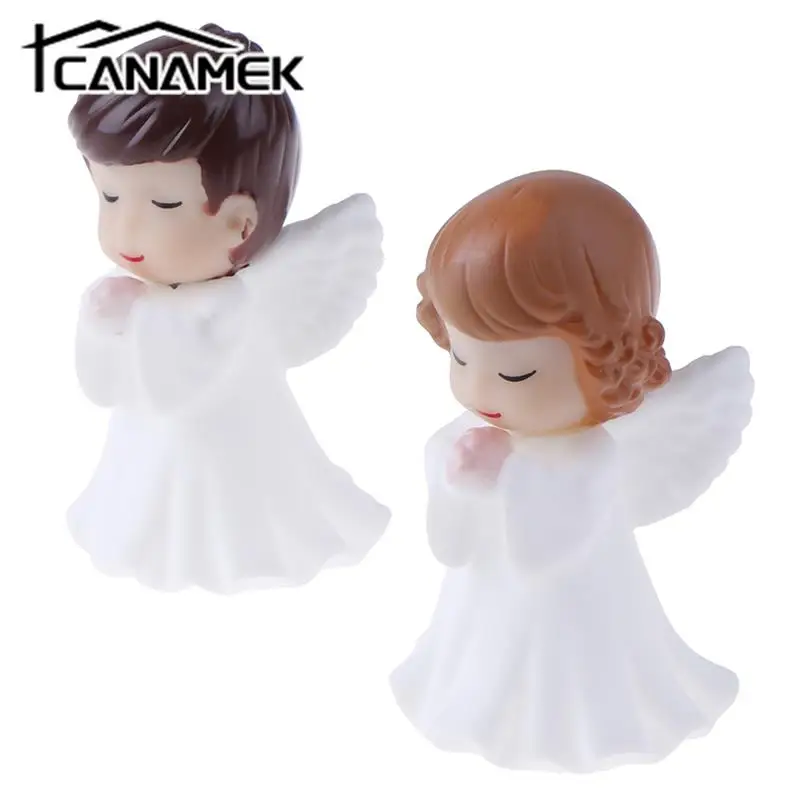 2 Pcs Angels Figurines Miniature Sculpture Ornament Decoration For Desktop Car Garden Cake Home Supplies