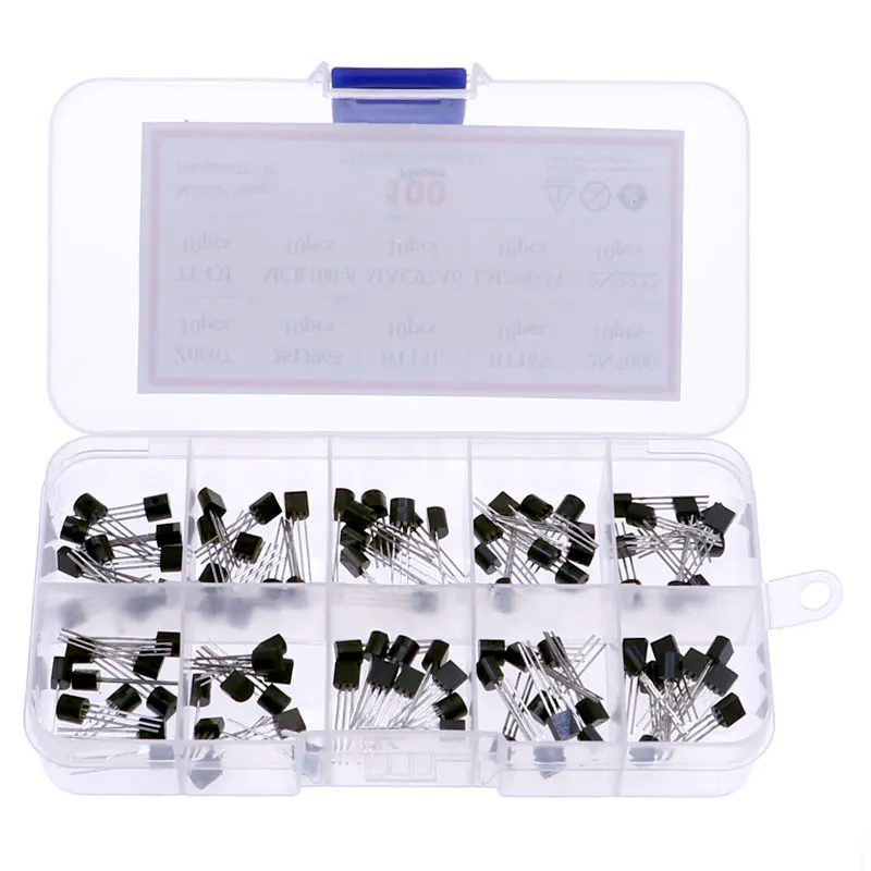 100Pcs 10 Value Triode Thyristor Kit Box Z0607 2SD965 BT131 BT169 2N7000 TL431 MCR100-8 MAC97A6 LM2950-5V 2N2222